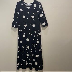 Vanessa Zani splatter dress midi black and white made in Italy
